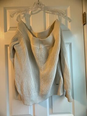 Abercrombie & Fitch Cream Off-the-Shoulder Ribbed Sweater